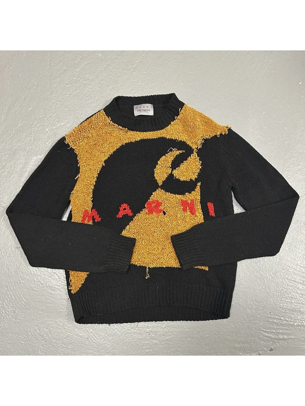 AUTHENTIC Marni Carhartt WIP Wool Logo Knit Intarsia Sweater Pullover Size M/48